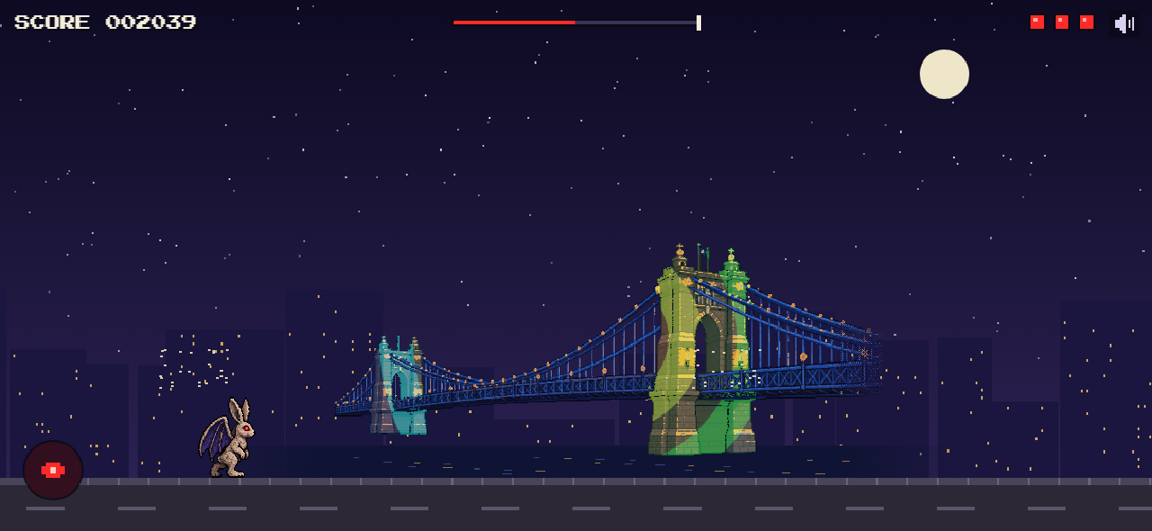 Gameplay along the river, with the Roebling Bridge behind
